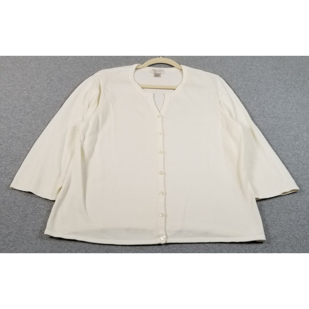 Christopher & Banks Cardigan Sweater Womens XL Cream Button Up Casual Knit Top